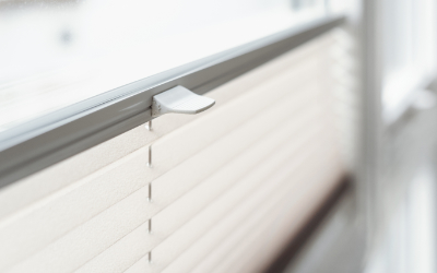 closeup of new pleated blind jalousie in bedroom